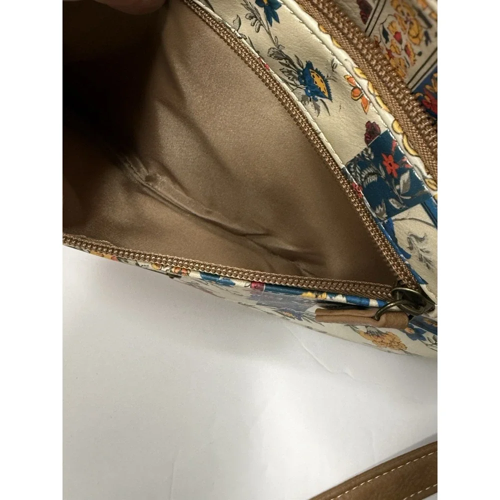 MultiSac Crossbody Bag Purse Floral Pockets Hippie Cottage Tan Boho Teacher Mom